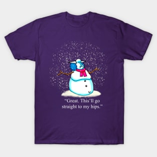 Funny Christmas Snow Woman Diet Cartoon Humor T-Shirt